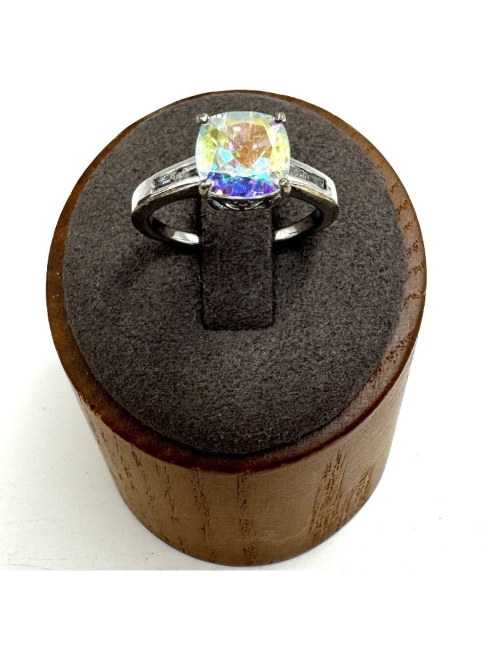 D'Joy Sterling Silver 925 Mystic Topaz Prong Set Statement Ring Size 7